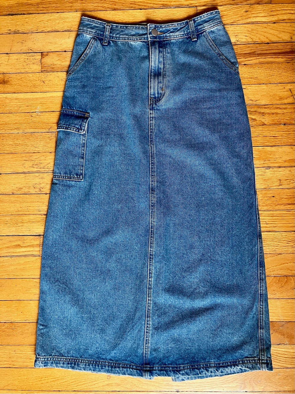 all:row denim skirt from The Latest Scoop. Size small.